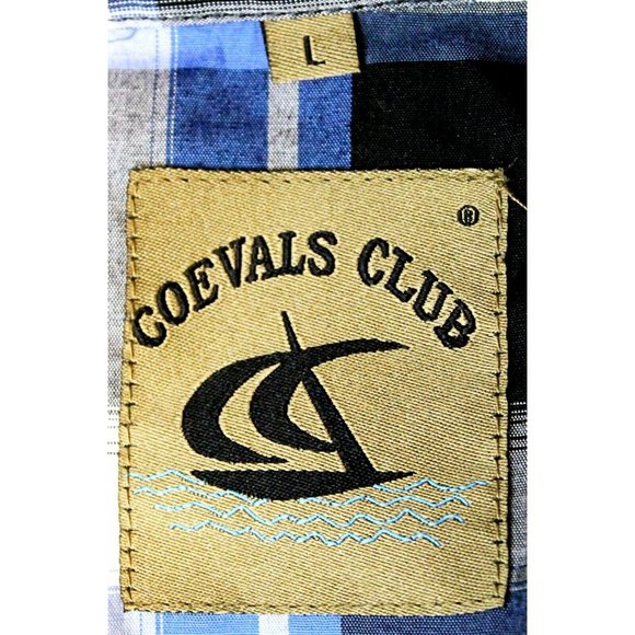 Coevals Club Men Sz L Plaid Western Shirt Pearl Snap Button Blue Black White - Picture 9 of 11